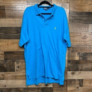 Polo Ralph Lauren Blue With Yellow Horse Short‎ Sleeve Polo Shirt Size XXL